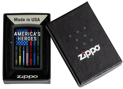 Zippo Buck Wear™ America's Heroes Design Black Matte Windproof Lighter