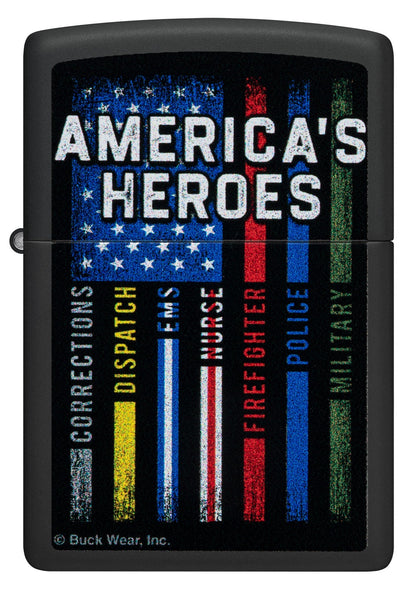 Zippo Buck Wear™ America's Heroes Design Black Matte Windproof Lighter