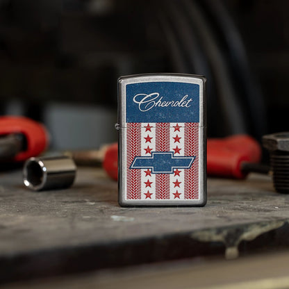 Zippo Chevrolet® Stars and Stripes Design Street Chrome Windproof Lighter
