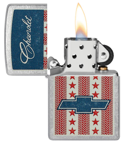 Zippo Chevrolet® Stars and Stripes Design Street Chrome Windproof Lighter