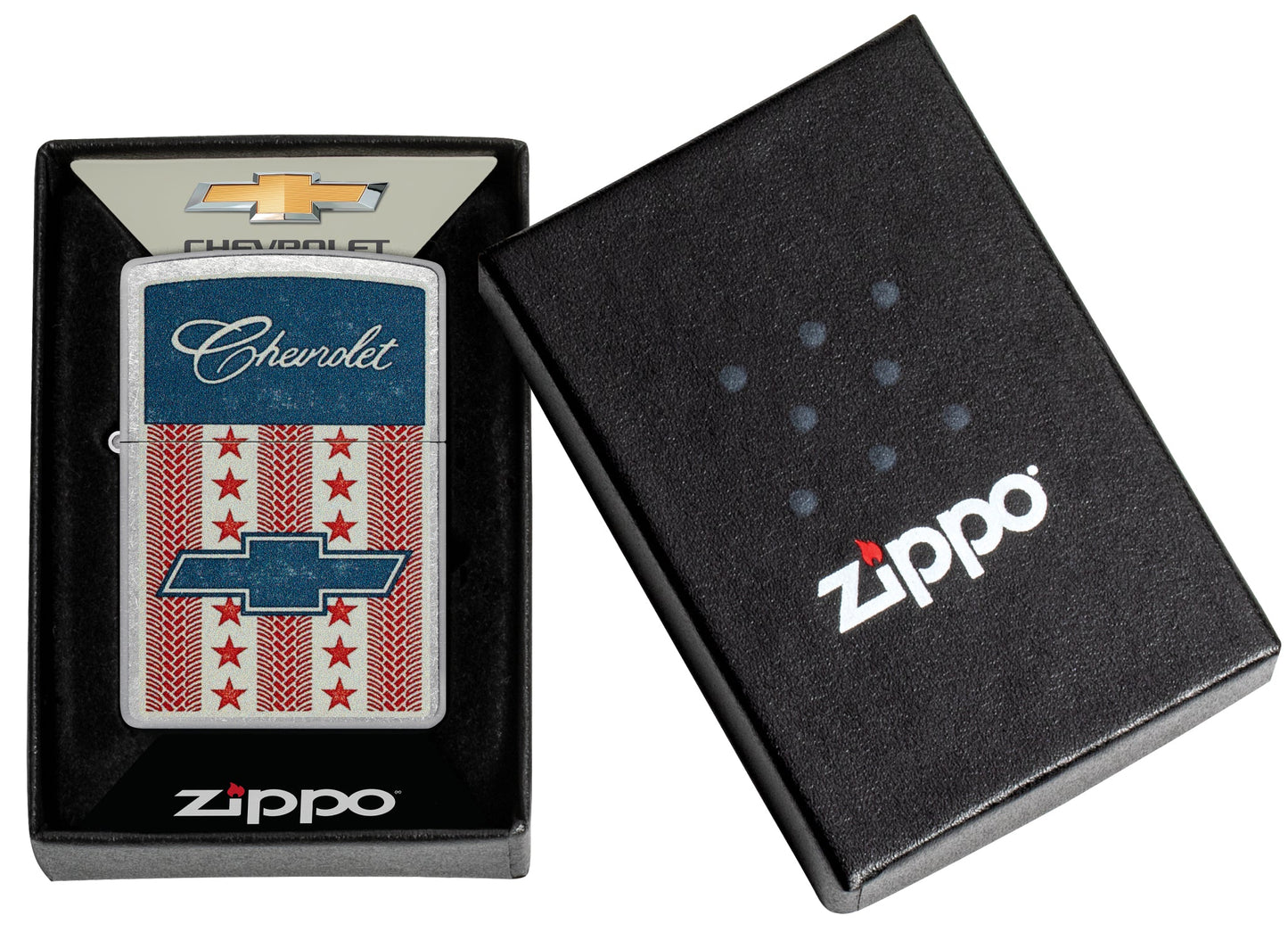 Zippo Chevrolet® Stars and Stripes Design Street Chrome Windproof Lighter