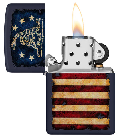 Zippo Dont Tread on Me® Vintage Flag Design Blue Matte Windproof Lighter