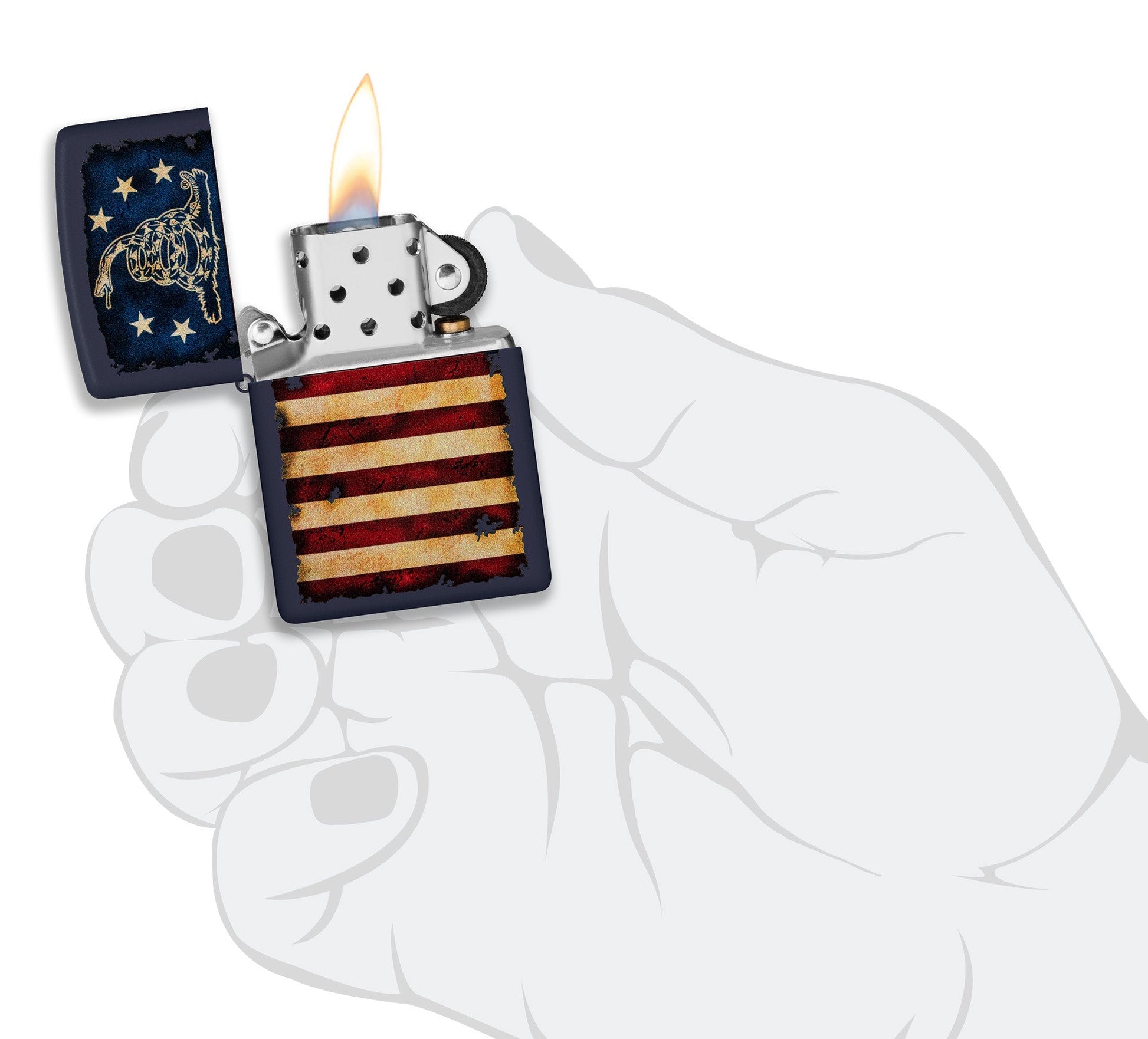Zippo Dont Tread on Me® Vintage Flag Design Blue Matte Windproof Lighter