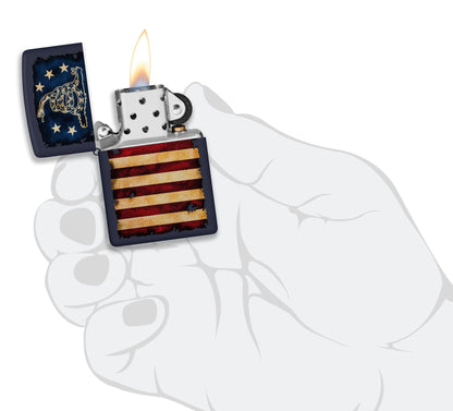 Zippo Dont Tread on Me® Vintage Flag Design Blue Matte Windproof Lighter