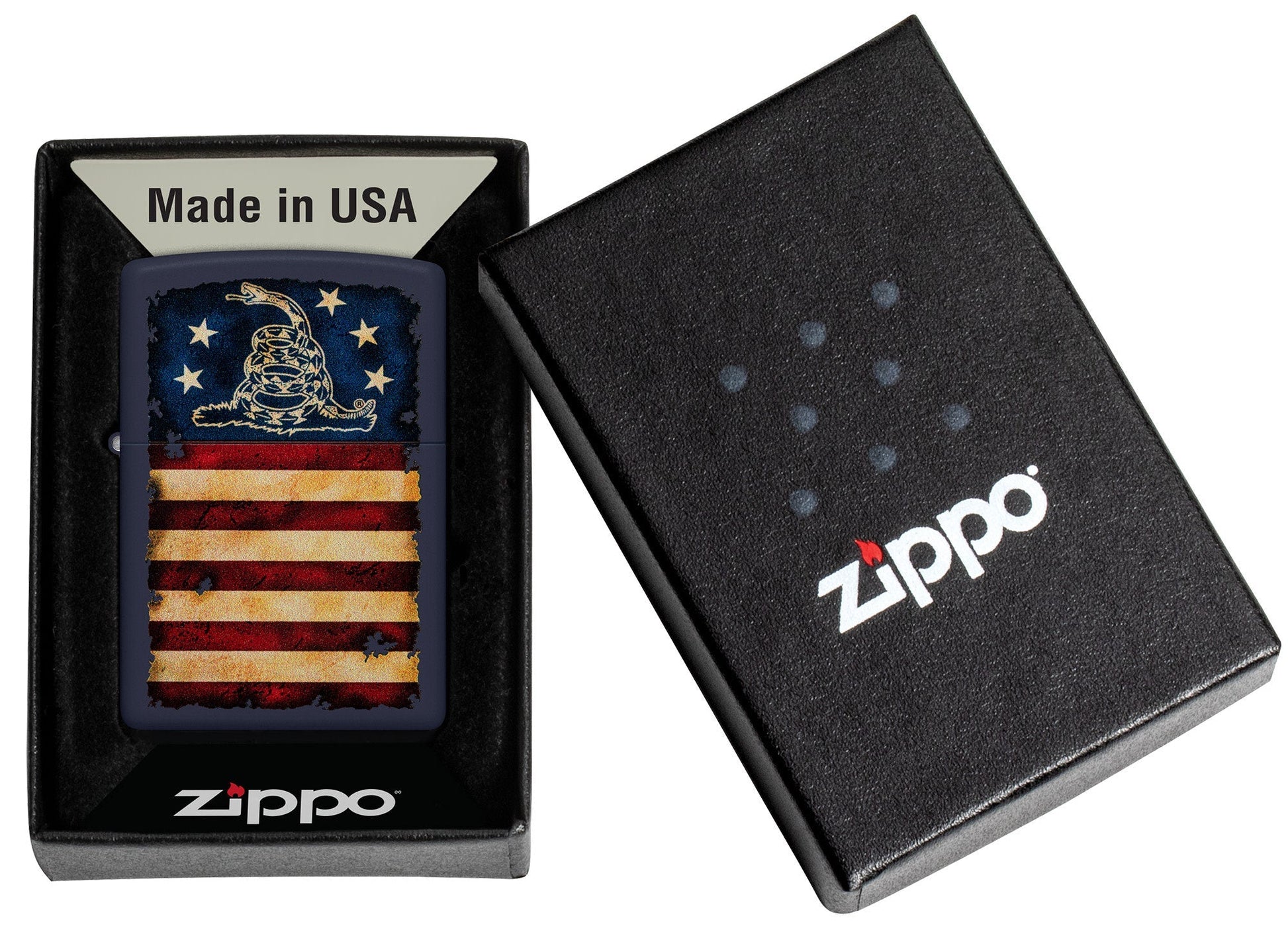 Zippo Dont Tread on Me® Vintage Flag Design Blue Matte Windproof Lighter