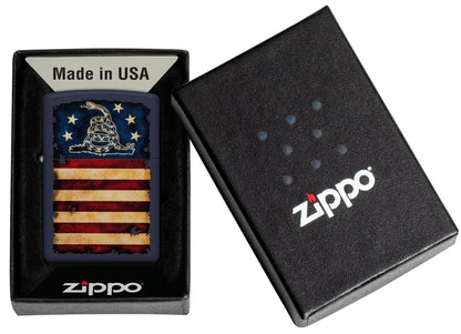 Zippo Dont Tread on Me® Vintage Flag Design Blue Matte Windproof Lighter