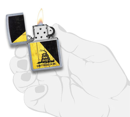 Zippo Dont Tread on Me® Woodgrain Design Street Chrome Windproof Lighter