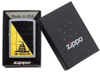 Zippo Dont Tread on Me® Woodgrain Design Street Chrome Windproof Lighter