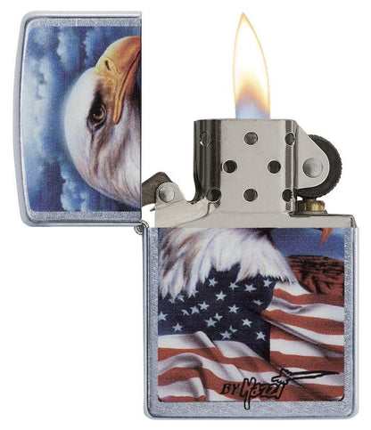 Zippo Mazzi® American Eagle Design Street Chrome Windproof Lighter