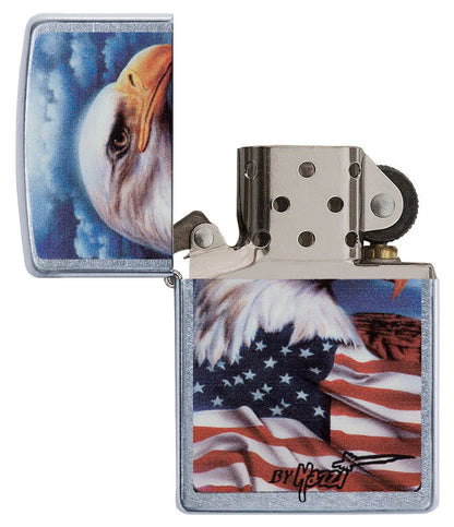 Zippo Mazzi® American Eagle Design Street Chrome Windproof Lighter