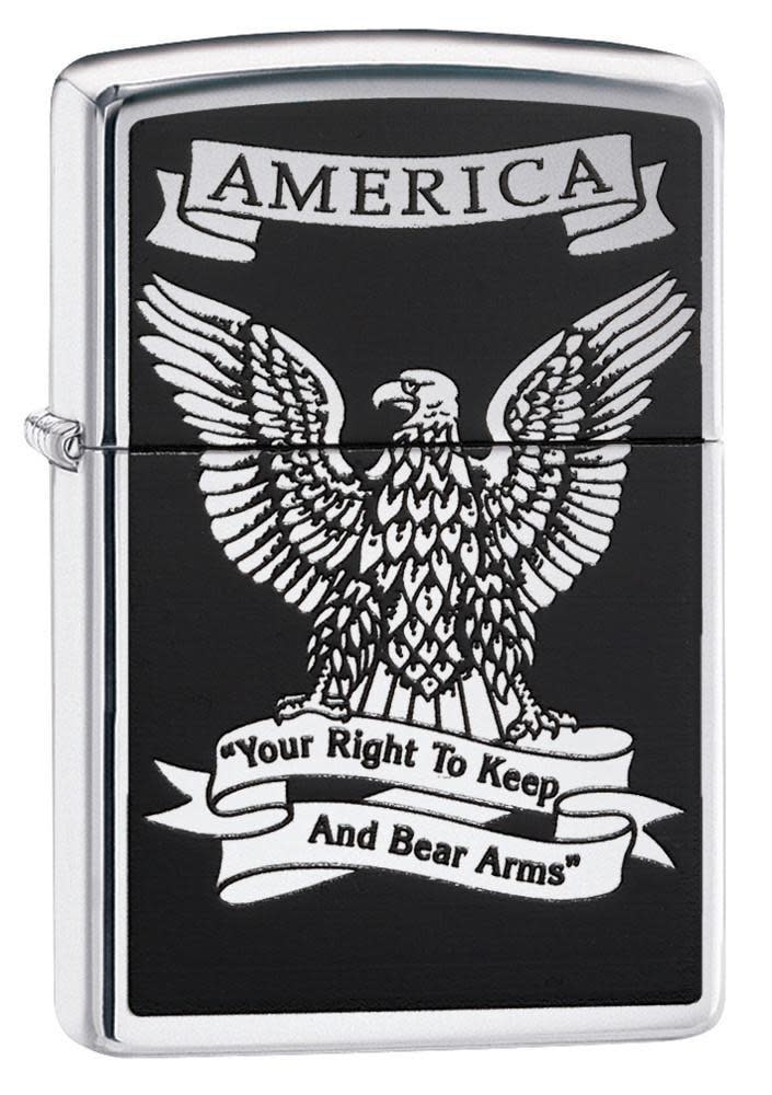 Zippo Black and White Americana Eagle Chrome Windproof Lighter