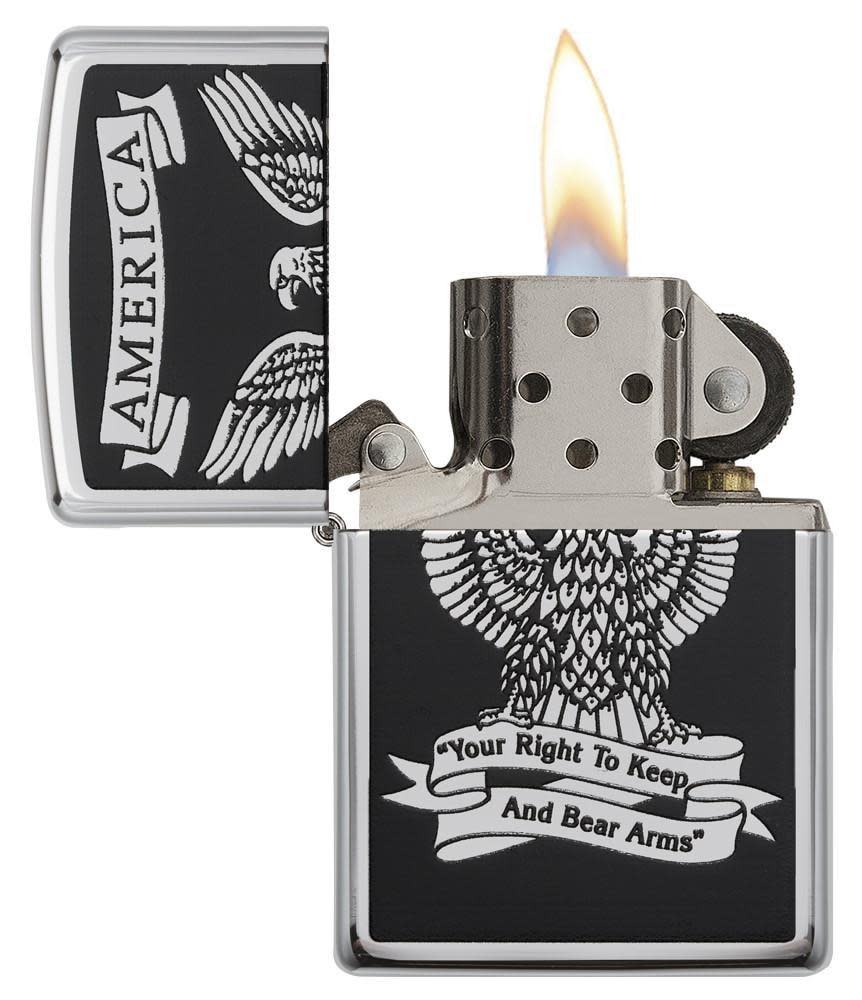 Zippo Black and White Americana Eagle Chrome Windproof Lighter