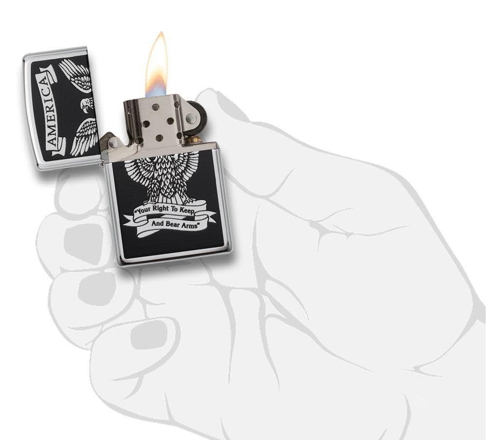 Zippo Black and White Americana Eagle Chrome Windproof Lighter