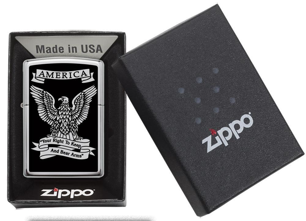Zippo Black and White Americana Eagle Chrome Windproof Lighter