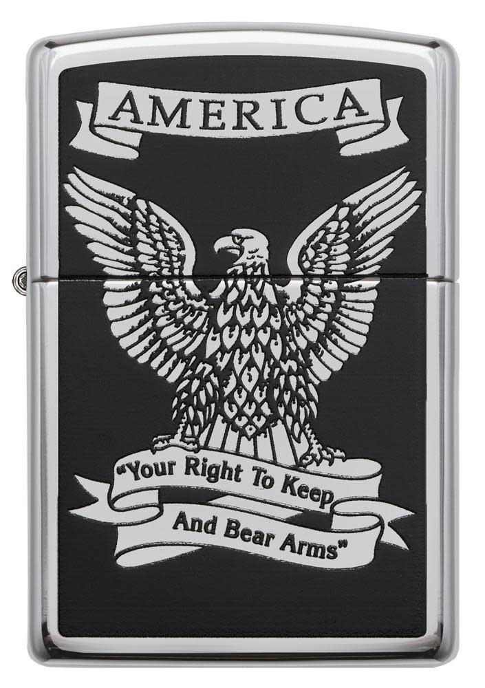 Zippo Black and White Americana Eagle Chrome Windproof Lighter