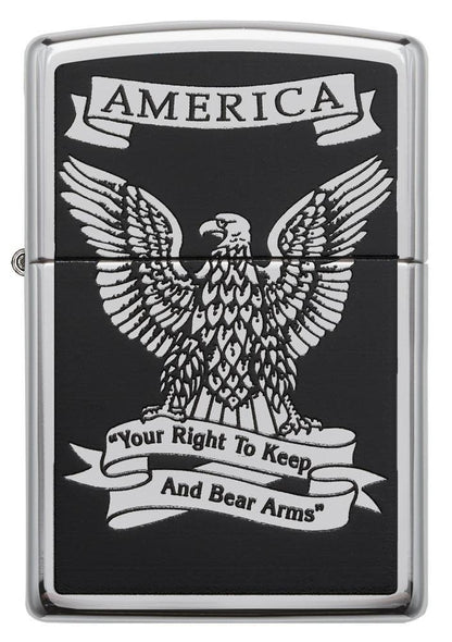 Zippo Black and White Americana Eagle Chrome Windproof Lighter