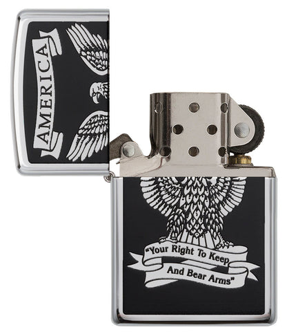 Zippo Black and White Americana Eagle Chrome Windproof Lighter