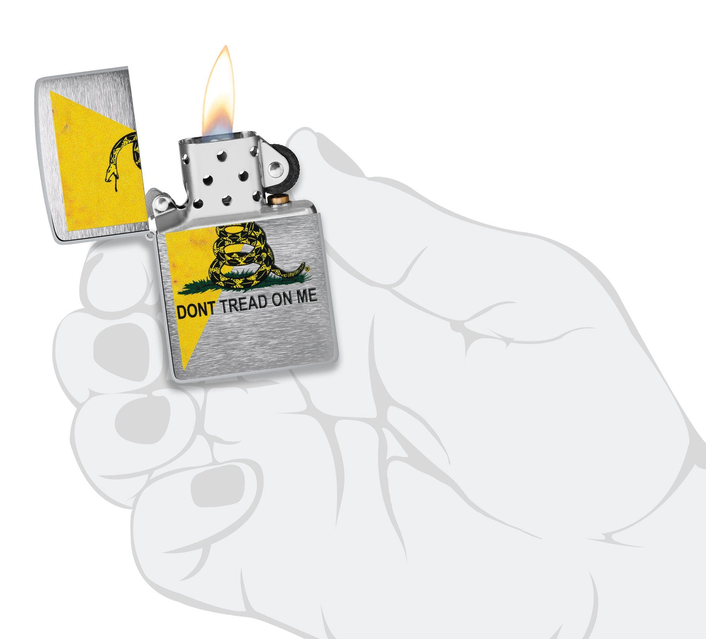 Zippo Dont Tread on Me® Flag Design Brushed Chrome Windproof Lighter