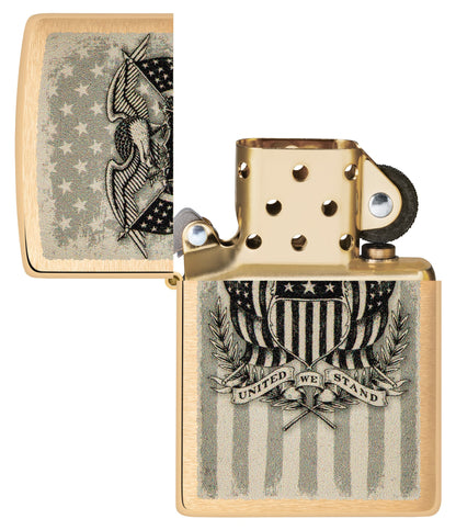 Zippo American Crest Design Brass Brushed Windproof Lighter