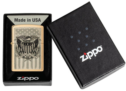 Zippo American Crest Design Brass Brushed Windproof Lighter