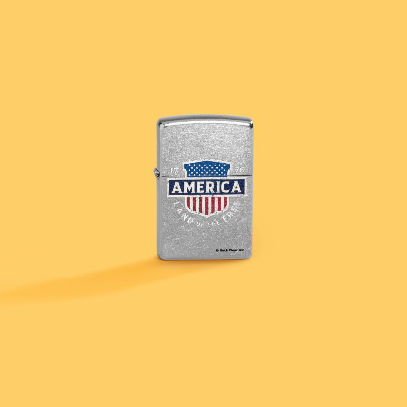 Zippo Buck Wear™ Land of the Free Design Street Chrome Windproof Lighter