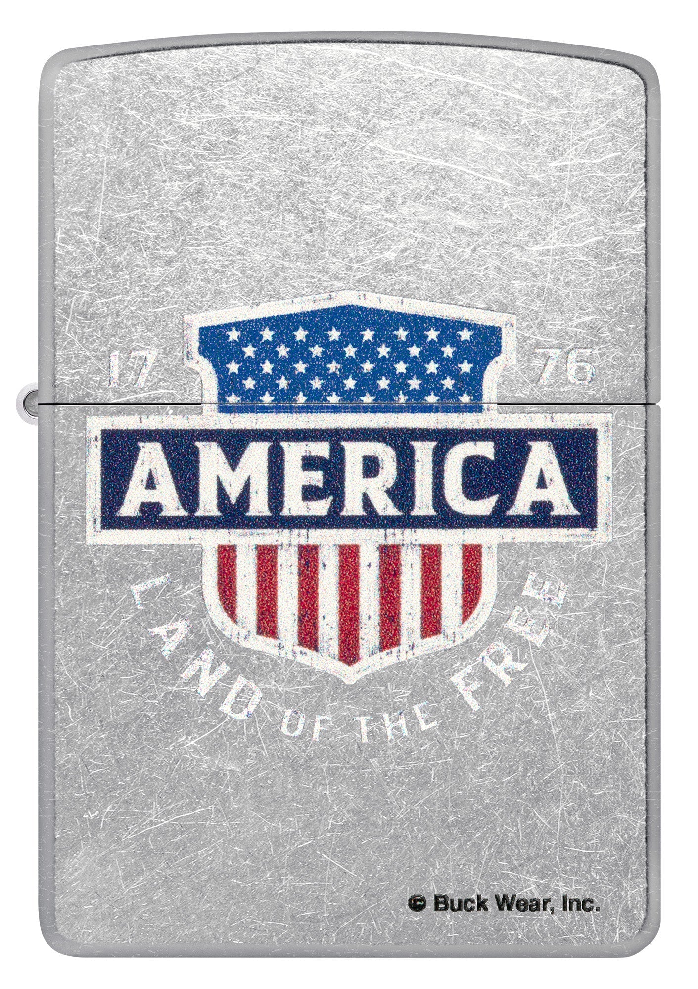 Zippo Buck Wear™ Land of the Free Design Street Chrome Windproof Lighter