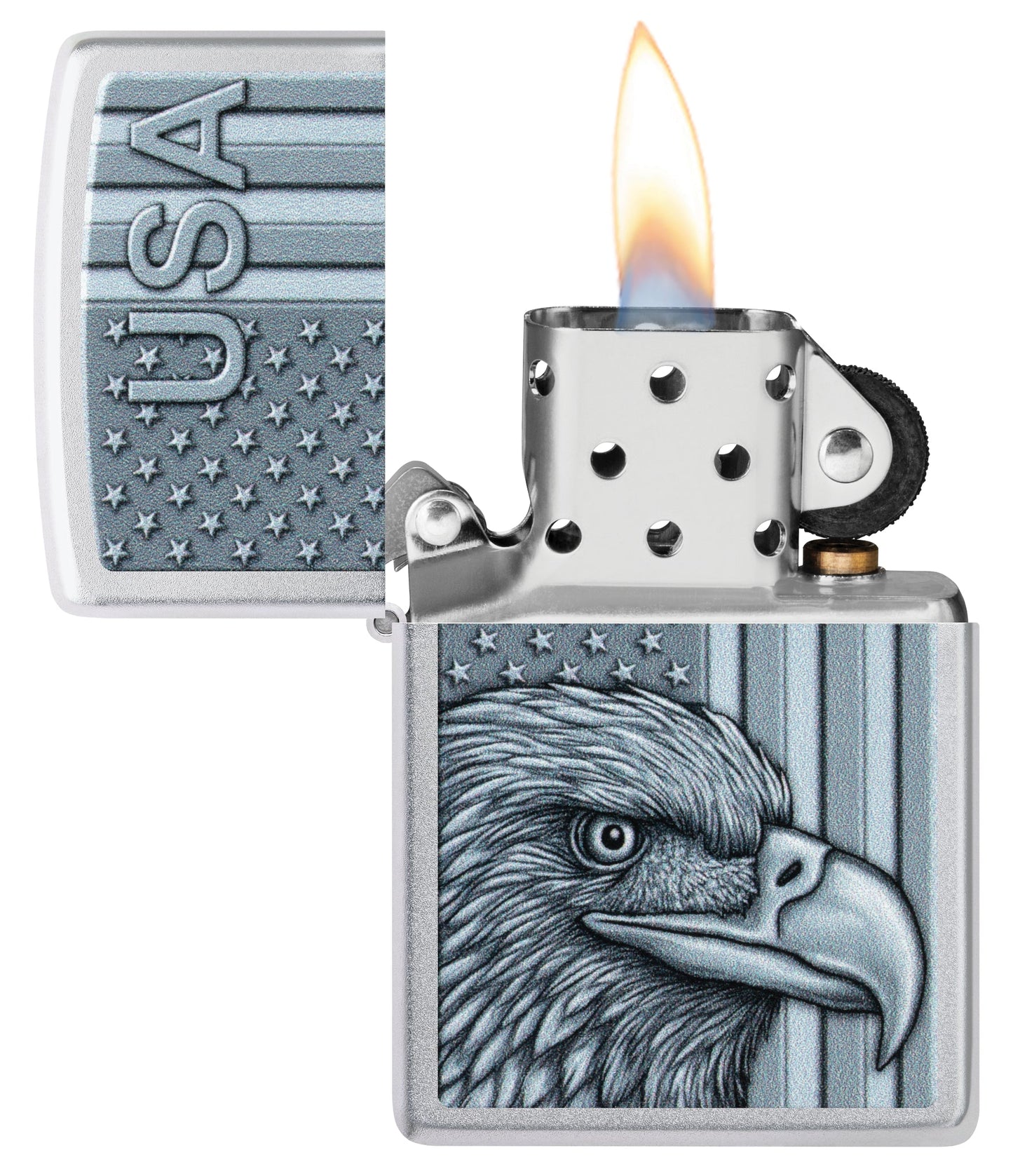 Zippo USA Pride Design Satin Chrome Windproof Lighter