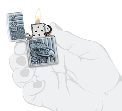 Zippo USA Pride Design Satin Chrome Windproof Lighter