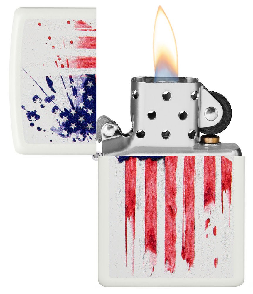 Zippo US Flag Design White Matte Windproof Lighter