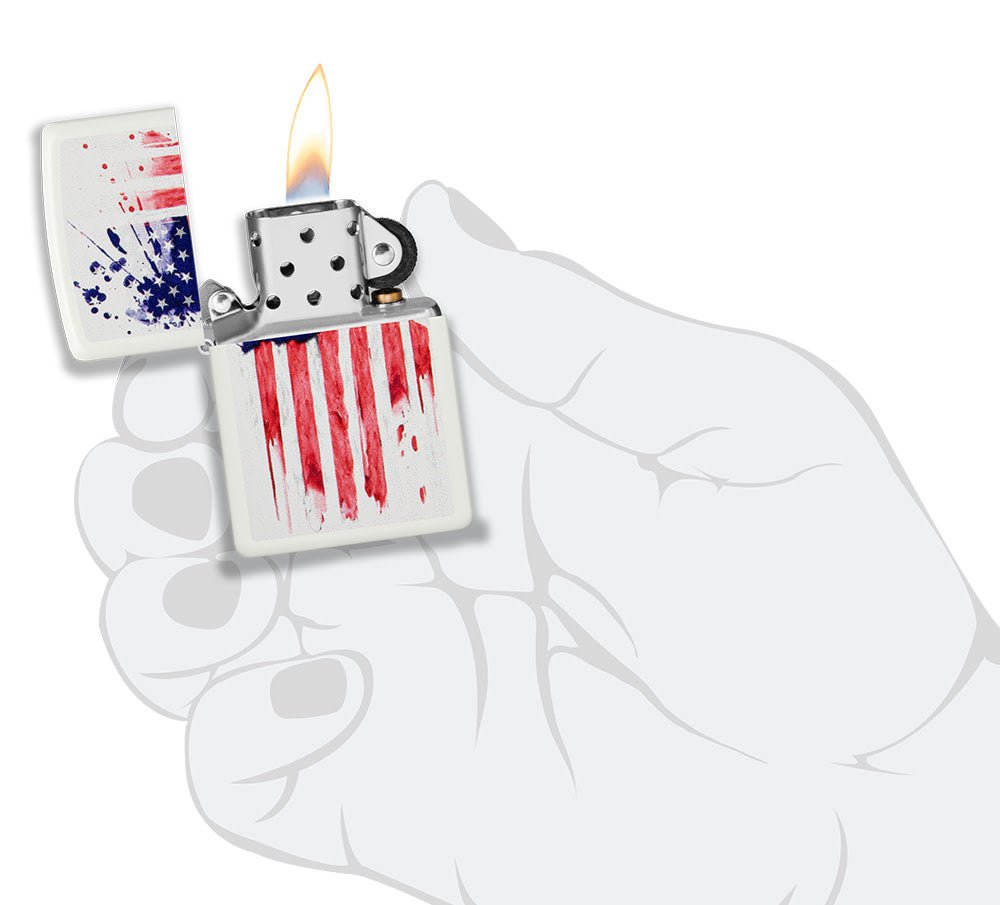 Zippo US Flag Design White Matte Windproof Lighter