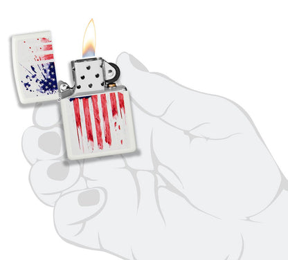 Zippo US Flag Design White Matte Windproof Lighter