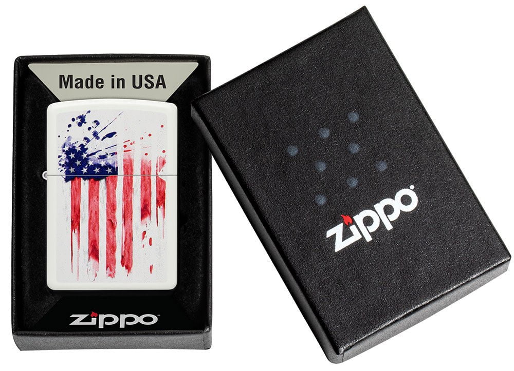 Zippo US Flag Design White Matte Windproof Lighter