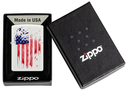 Zippo US Flag Design White Matte Windproof Lighter