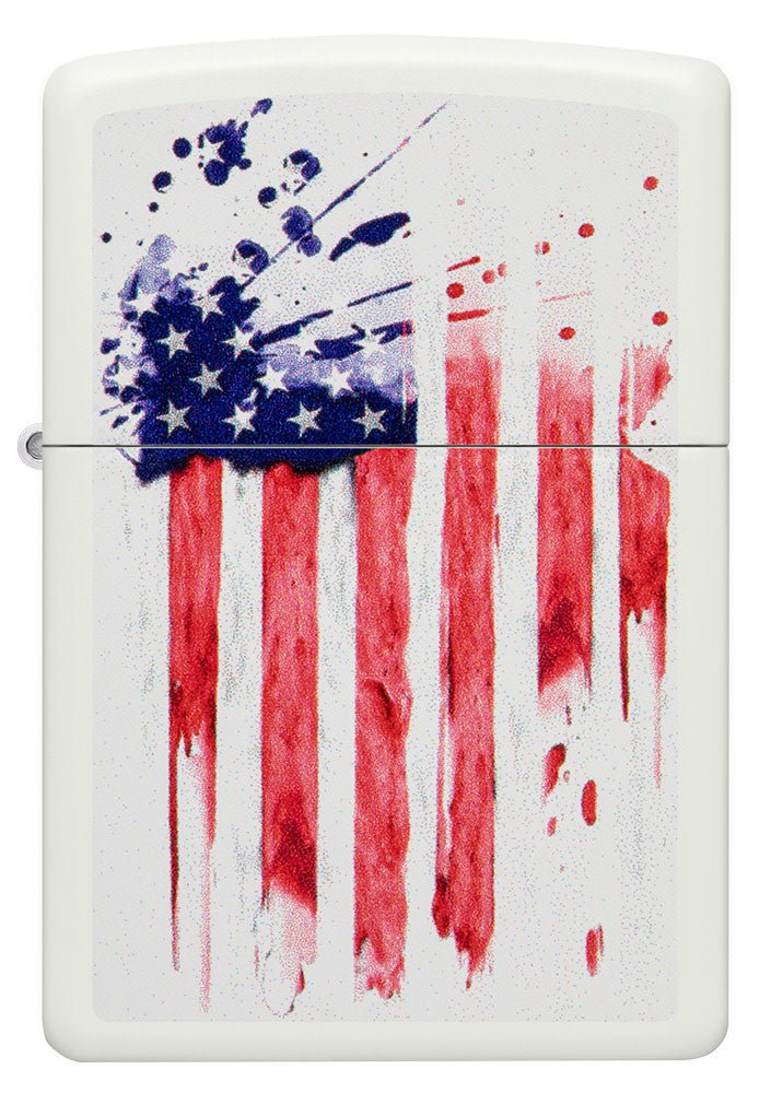 Zippo US Flag Design White Matte Windproof Lighter