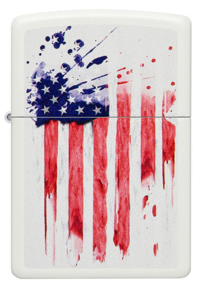 Zippo US Flag Design White Matte Windproof Lighter