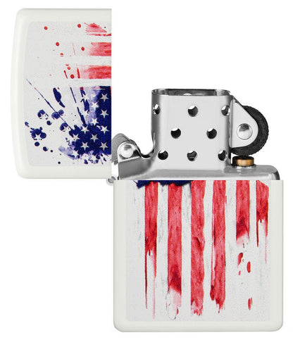 Zippo US Flag Design White Matte Windproof Lighter