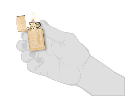 Zippo Slim® High Polish Brass Venetian® Windproof Lighter