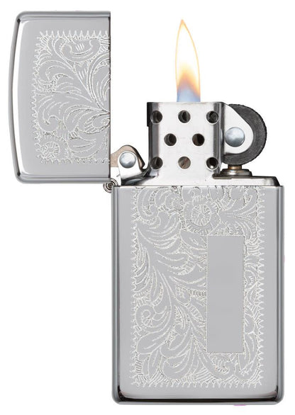 Zippo Slim® High Polish Chrome Venetian® Windproof Lighter