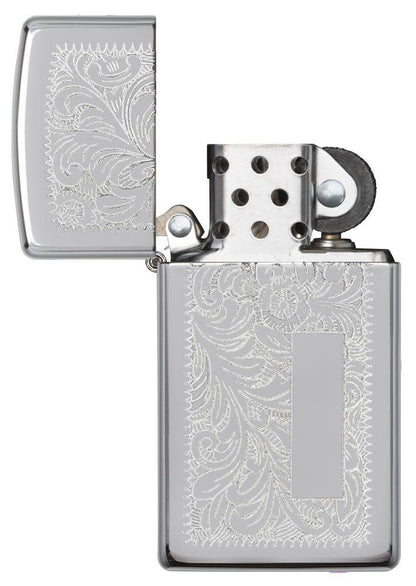 Zippo Slim® High Polish Chrome Venetian® Windproof Lighter