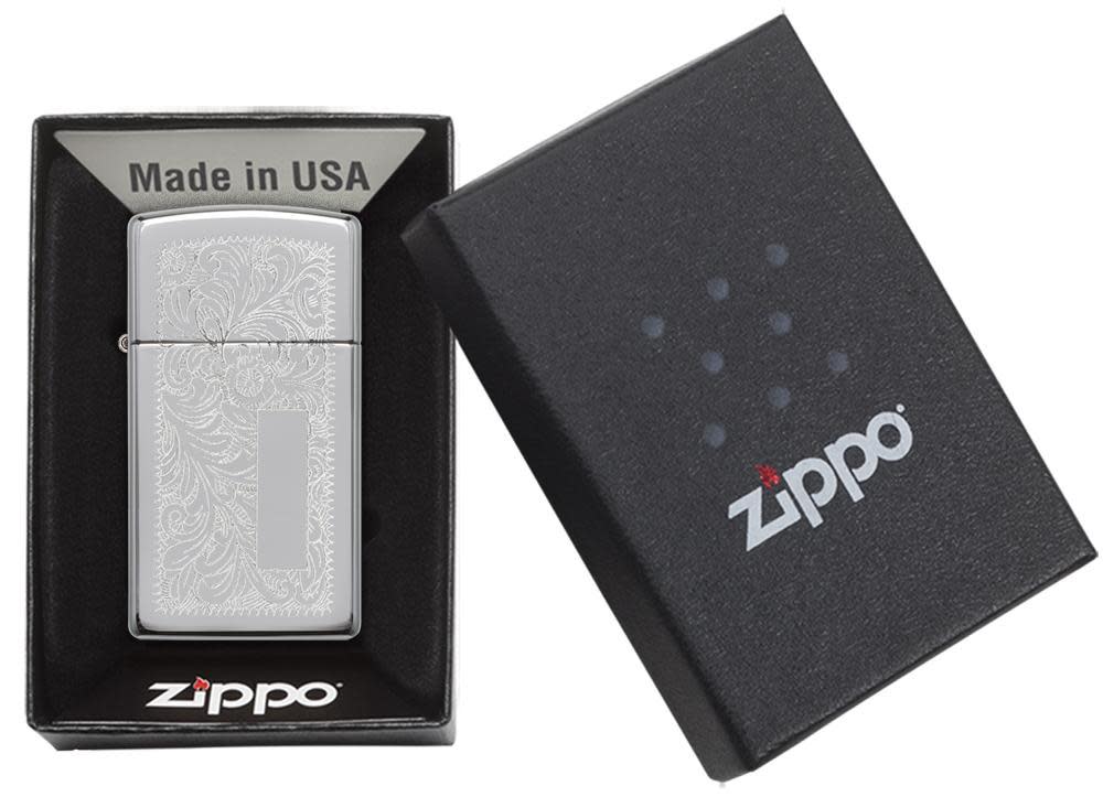 Zippo Slim® High Polish Chrome Venetian® Windproof Lighter