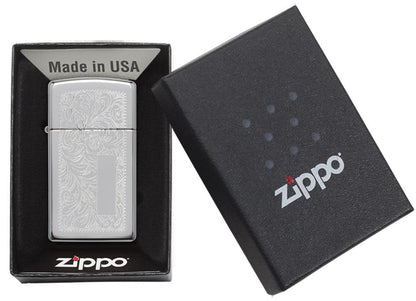 Zippo Slim® High Polish Chrome Venetian® Windproof Lighter