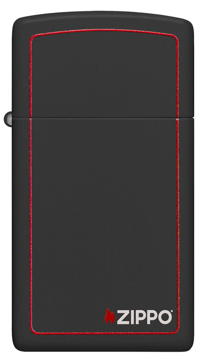 Zippo Slim® Black Matte with Red Border Logo Windproof Lighter
