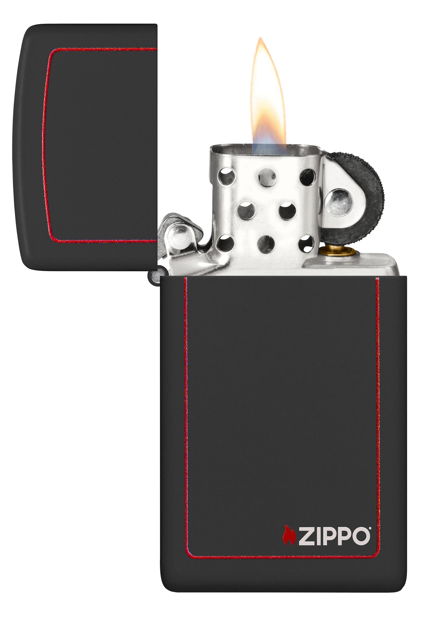 Zippo Slim® Black Matte with Red Border Logo Windproof Lighter