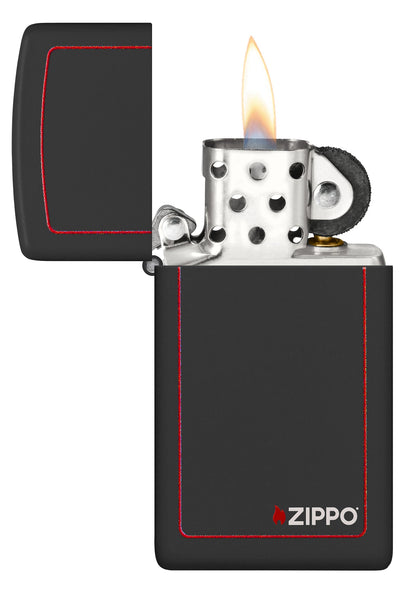 Zippo Slim® Black Matte with Red Border Logo Windproof Lighter