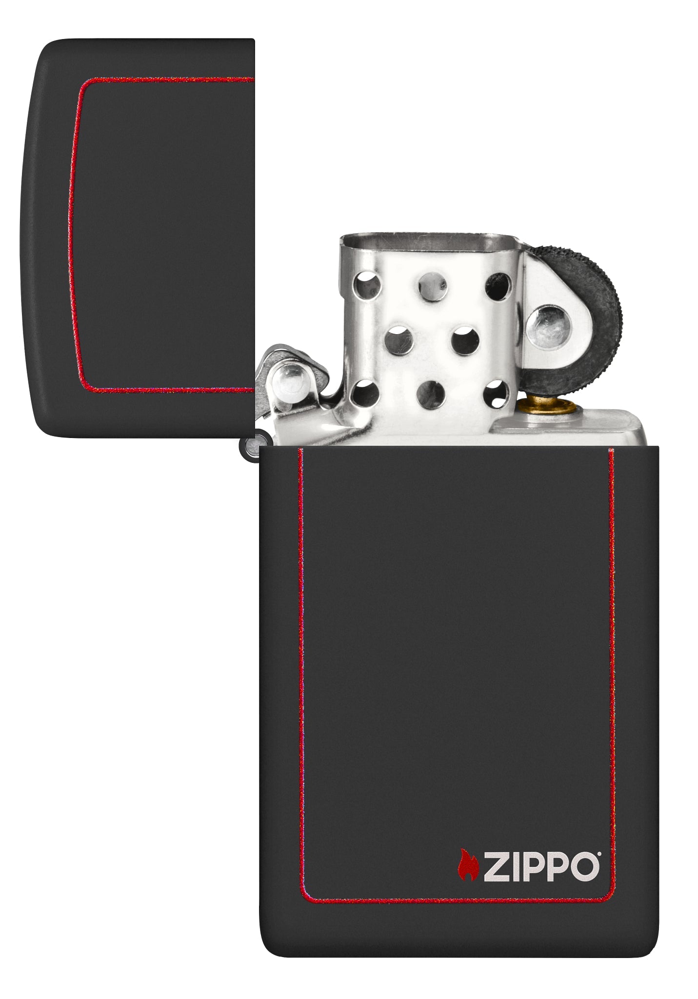 Zippo Slim® Black Matte with Red Border Logo Windproof Lighter