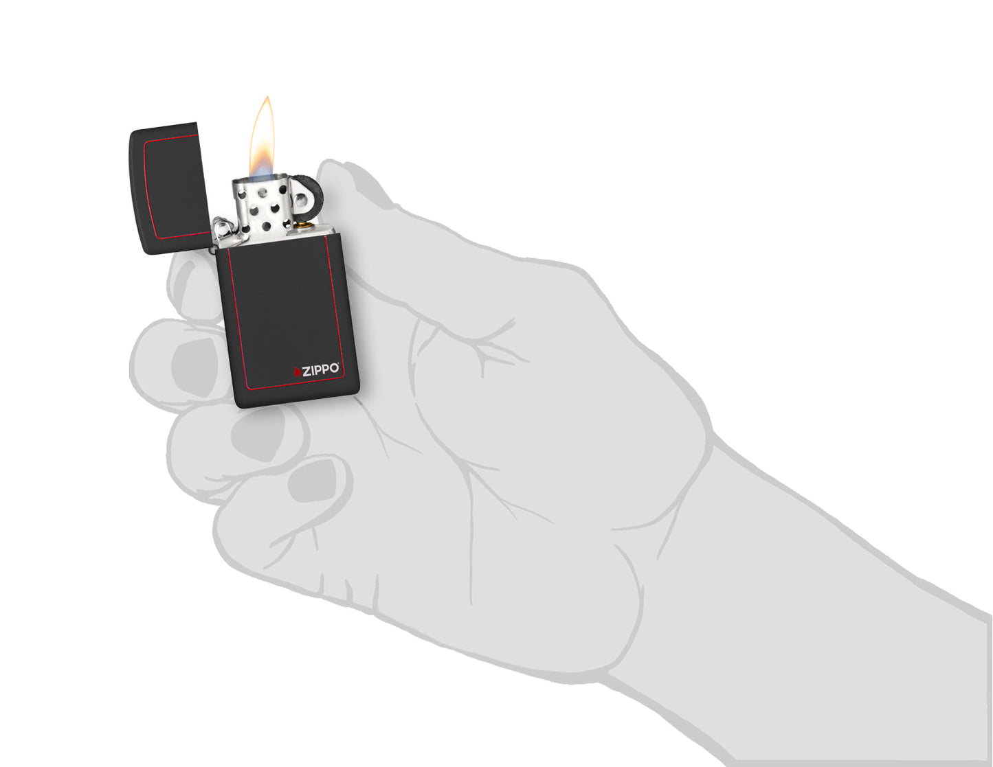 Zippo Slim® Black Matte with Red Border Logo Windproof Lighter