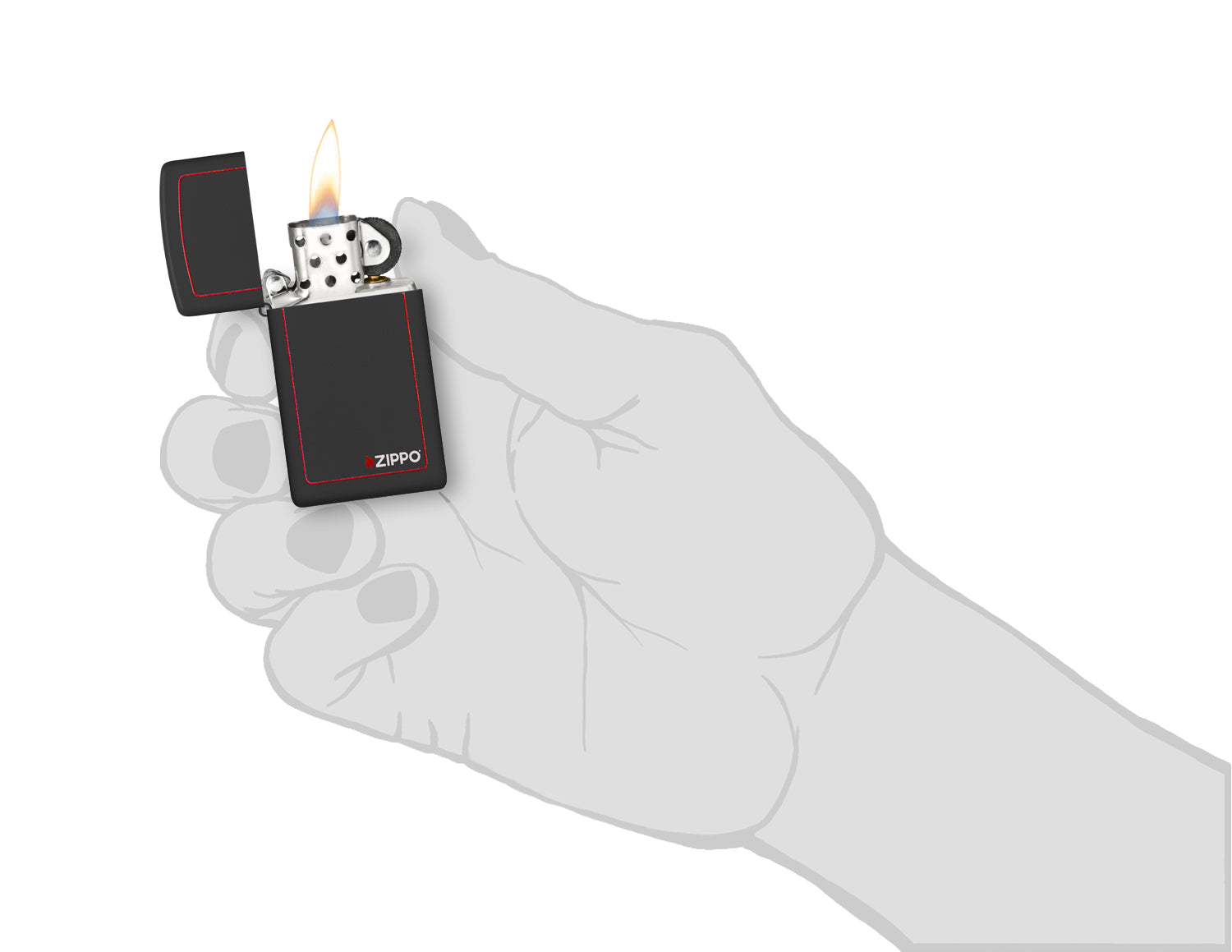 Zippo Slim® Black Matte with Red Border Logo Windproof Lighter