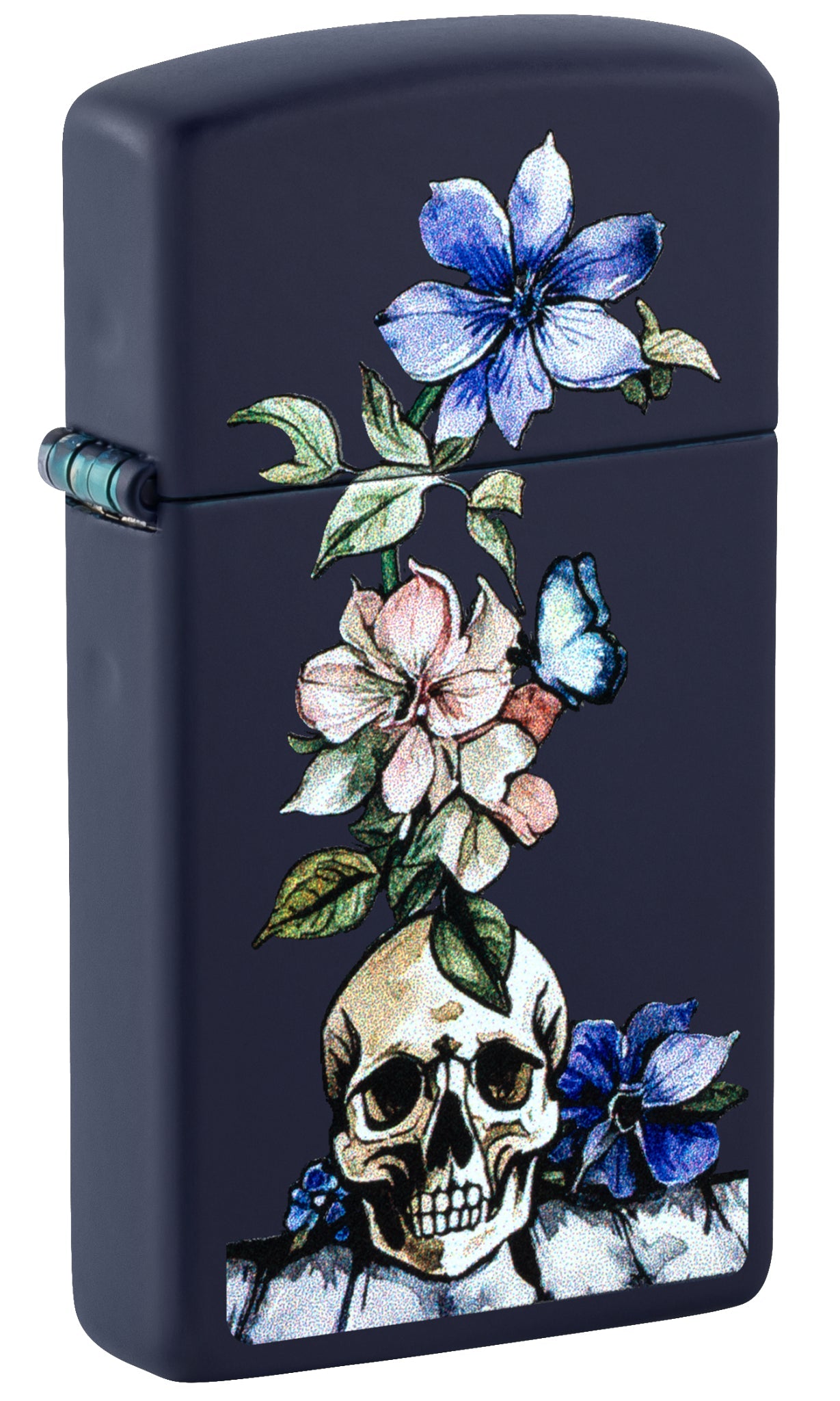 Zippo Bone Bouquet Design Slim Navy Matte Windproof Lighter