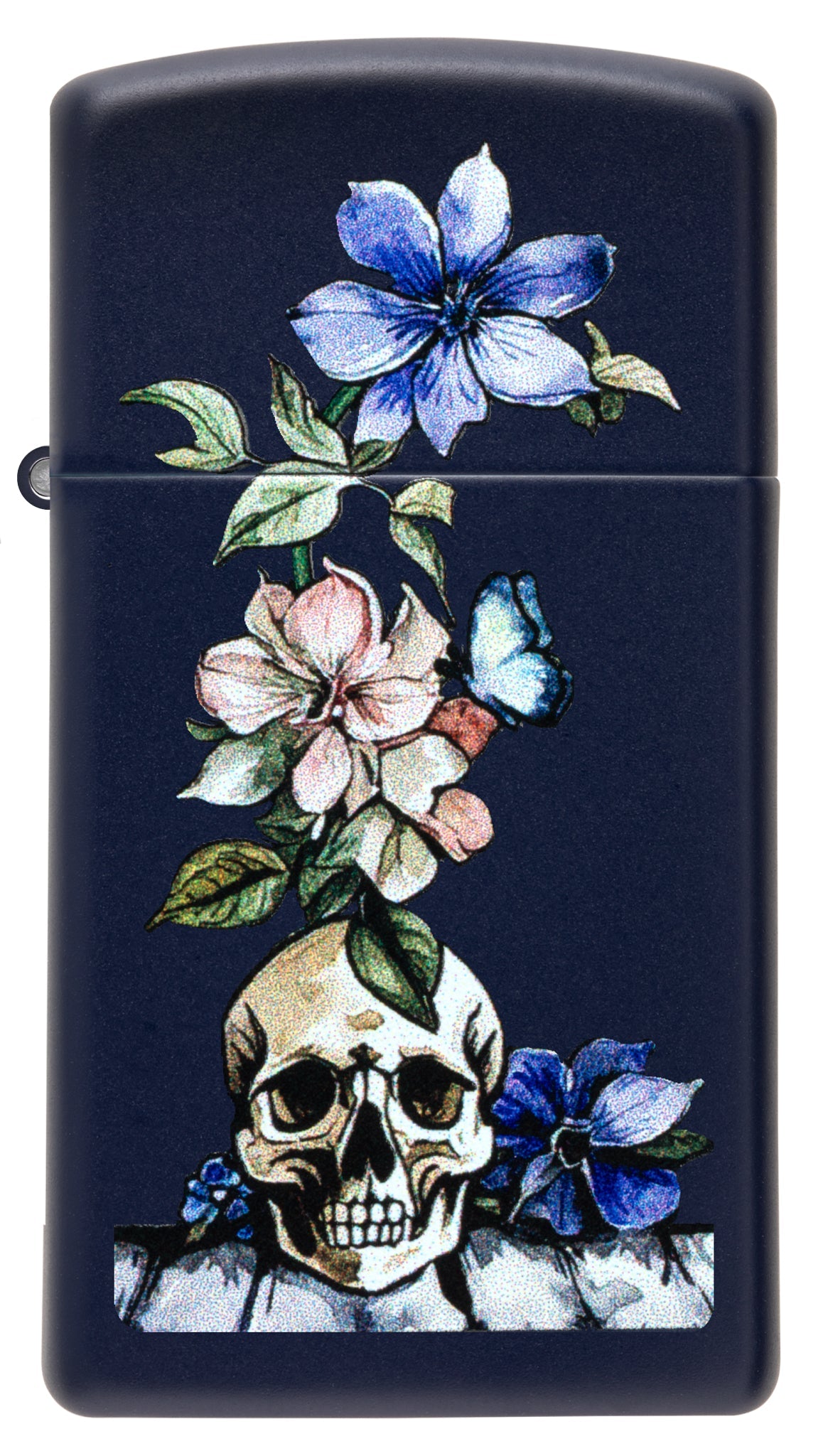 Zippo Bone Bouquet Design Slim Navy Matte Windproof Lighter