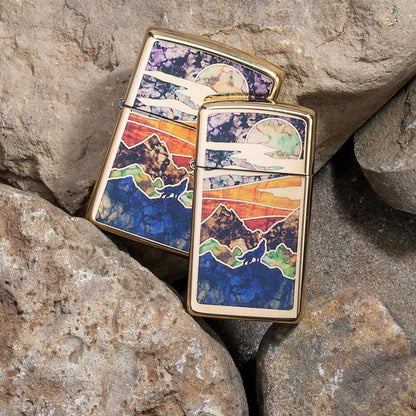 Zippo Slim® High Polish Brass Howling Wolf
